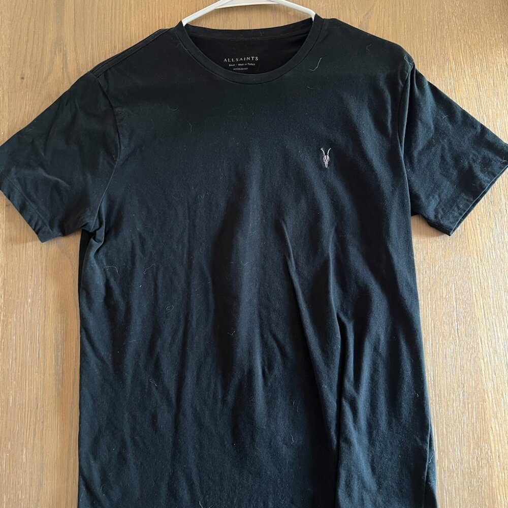 All Saints Brushed Cotton Crew Neck T-Shirt – Black, Size Small